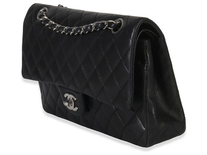 Timeless Chanel Black Quilted Lambskin Medium Classic Double Flap Bag - view 3