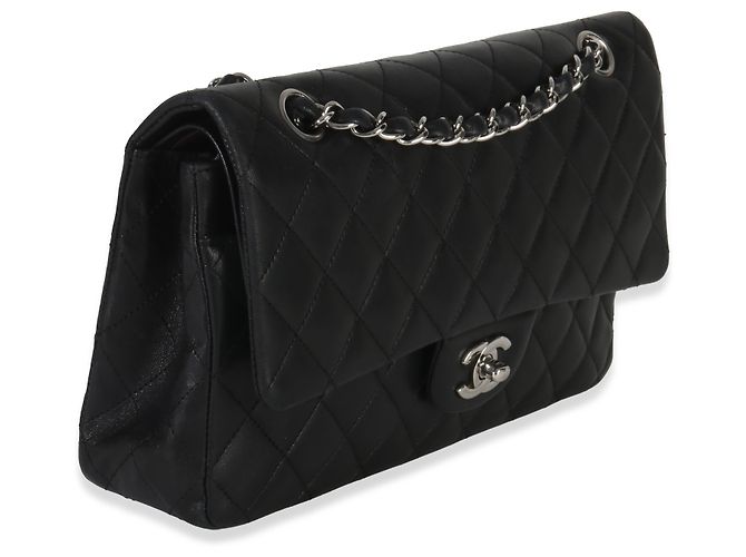 Timeless Chanel Black Quilted Lambskin Medium Classic Double Flap Bag - view 4