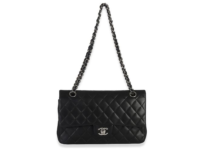 Timeless Chanel Black Quilted Lambskin Medium Classic Double Flap Bag - view 5