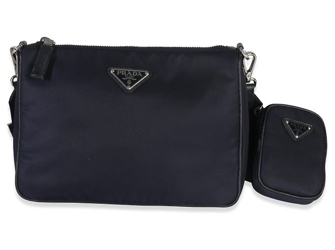 Borsa a Spalla Prada in Re-Nylon Blu e Rifiniture in Pelle Saffiano - vista 7