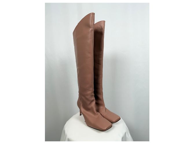 Autre Marque Botas altas Elia en cuero rosa empolvado Castaño - vista 2