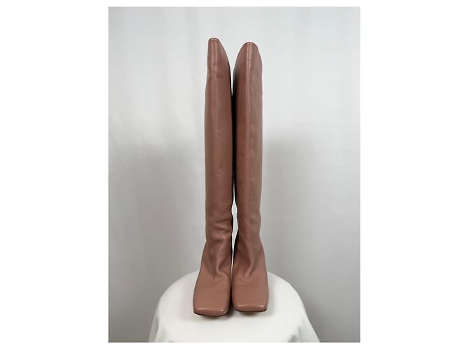 Autre Marque Botas altas Elia en cuero rosa empolvado Castaño - vista 3