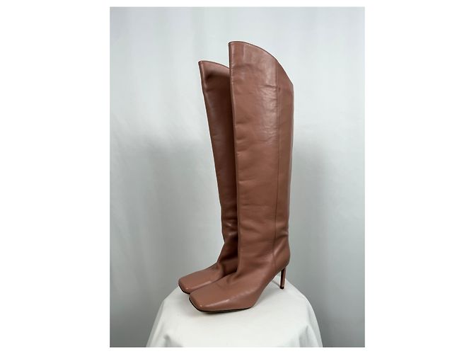 Autre Marque Botas altas Elia en cuero rosa empolvado Castaño - vista 4