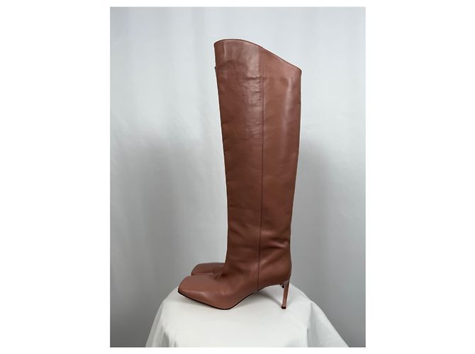 Autre Marque Botas altas Elia en cuero rosa empolvado Castaño - vista 5