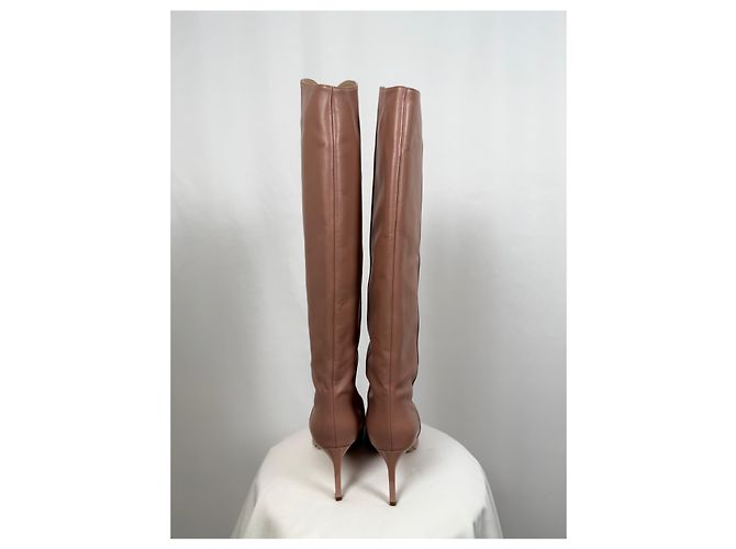 Autre Marque Botas altas Elia en cuero rosa empolvado Castaño - vista 7