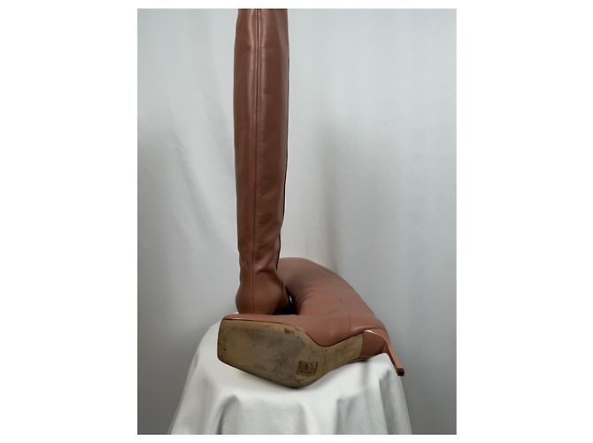 Autre Marque Botas altas Elia en cuero rosa empolvado Castaño - vista 8