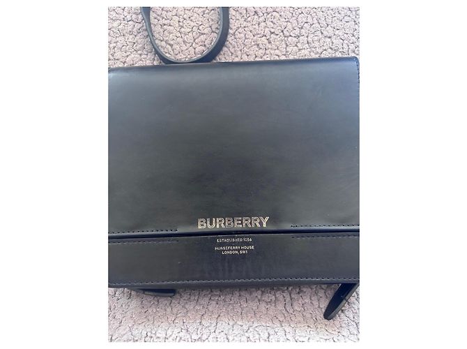 Borsa in pelle nera grigia Burberry Nero - vista 2