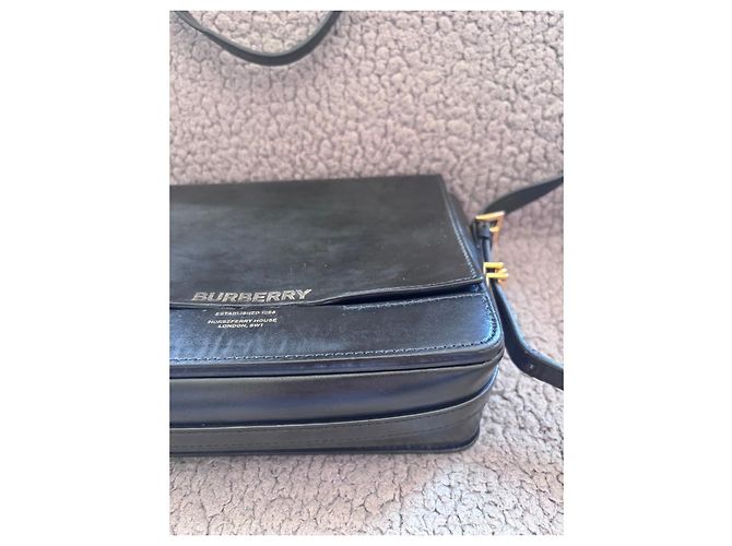 Borsa in pelle nera grigia Burberry Nero - vista 3