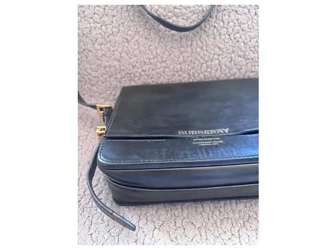 Borsa in pelle nera grigia Burberry Nero - vista 4