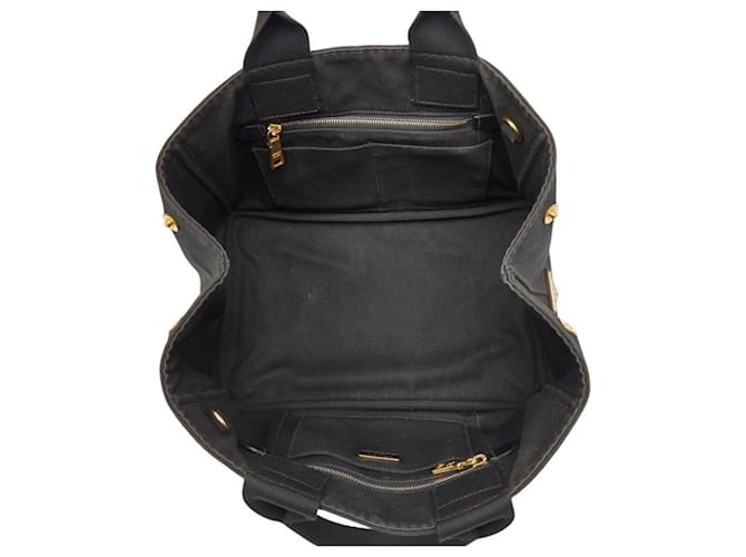 Borsa Prada Triangle Logo Plate Canapa M Nero - vista 9