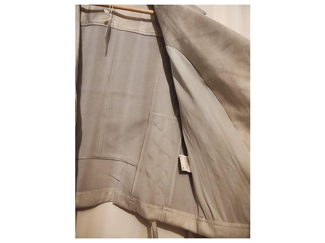 Autre Marque Freda Silver Metallic Biker Jacket Silvery - view 7