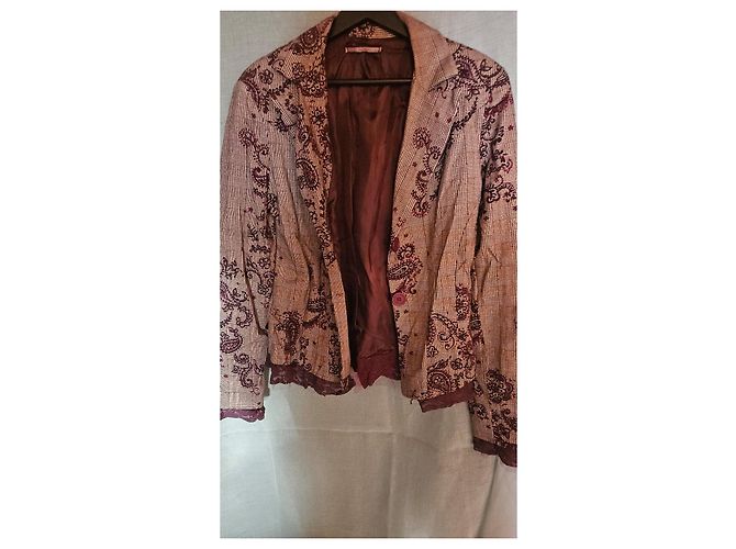 Autre Marque Blazer para mujer Rinascimento con estampado de paisley y encaje Castaño Multicolor - vista 2