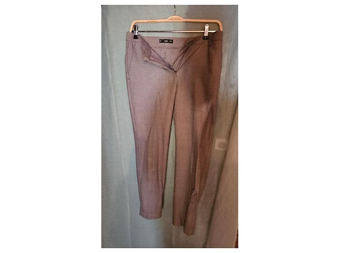 Autre Marque Pantalones grises con patrón de espiga - vista 2