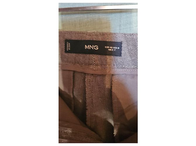 Autre Marque Pantalones grises con patrón de espiga - vista 3