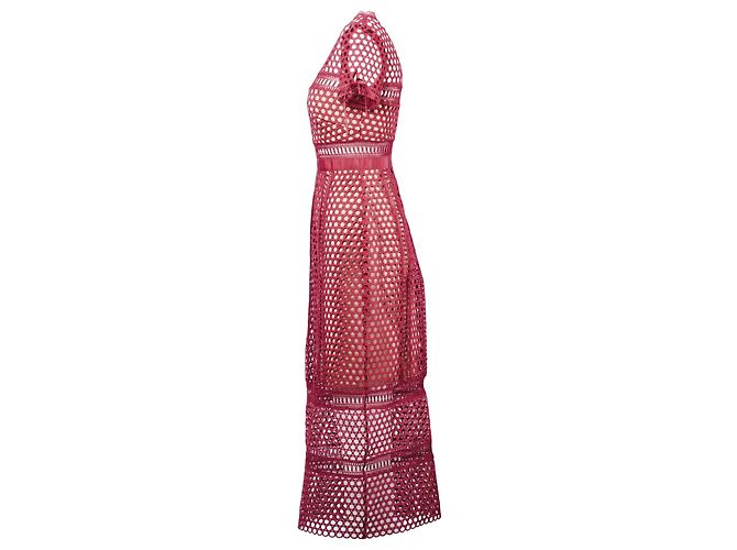 Midi-Kleid aus Spitze von Self Portrait Rot - Ansicht 2