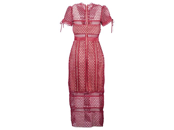 Midi-Kleid aus Spitze von Self Portrait Rot - Ansicht 3