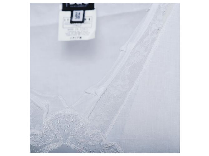 Dolce & Gabbana Spitzenoberteil mit Rüschenshcultern Weiß - Ansicht 9