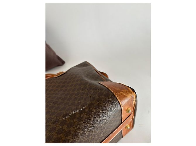Céline Vintage Celine Paris Triomphe Monogramm Leder Reisetasche Braun - Ansicht 11