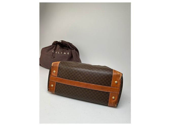 Céline Vintage Celine Paris Triomphe Monogramm Leder Reisetasche Braun - Ansicht 12