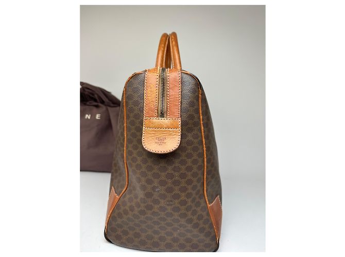 Céline Vintage Celine Paris Triomphe Monogramm Leder Reisetasche Braun - Ansicht 5