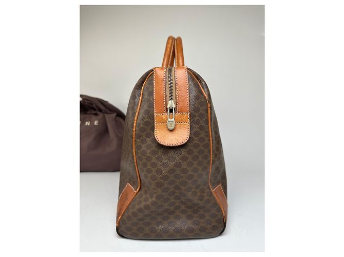 Céline Vintage Celine Paris Triomphe Monogramm Leder Reisetasche Braun - Ansicht 8