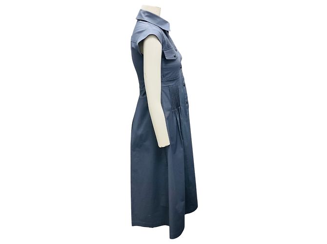 Vestido midi de algodón elástico azul pizarra Mr & Mrs Italy - vista 2