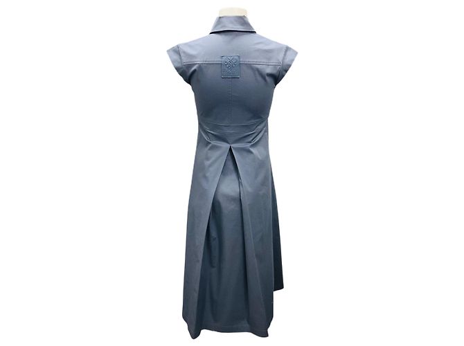 Vestido midi de algodón elástico azul pizarra Mr & Mrs Italy - vista 3