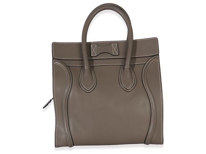Céline Celine Souris Mini Luggage Tote in pelle di vitello drummed Marrone - vista 2