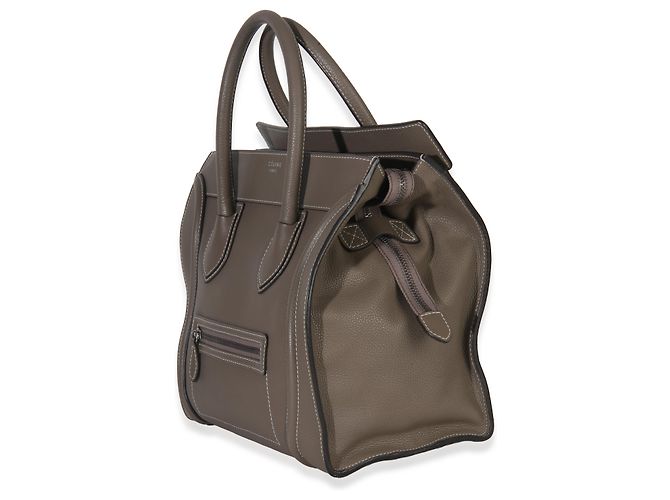 Céline Celine Souris Mini Luggage Tote in pelle di vitello drummed Marrone - vista 3