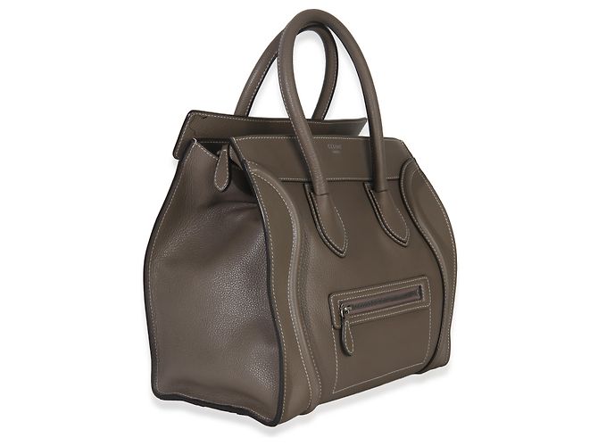 Céline Celine Souris Mini Luggage Tote in pelle di vitello drummed Marrone - vista 4