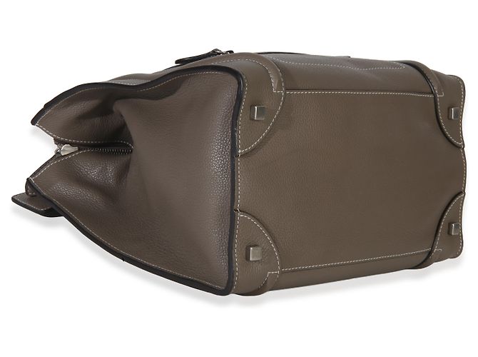 Céline Celine Souris Mini Luggage Tote in pelle di vitello drummed Marrone - vista 6