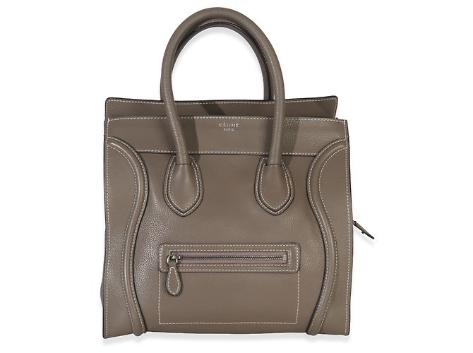 Céline Celine Souris Mini Luggage Tote in pelle di vitello drummed Marrone - vista 7