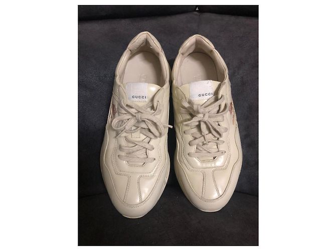 Gucci Tiger-Print-Leder-Sneaker Weiß - Ansicht 2