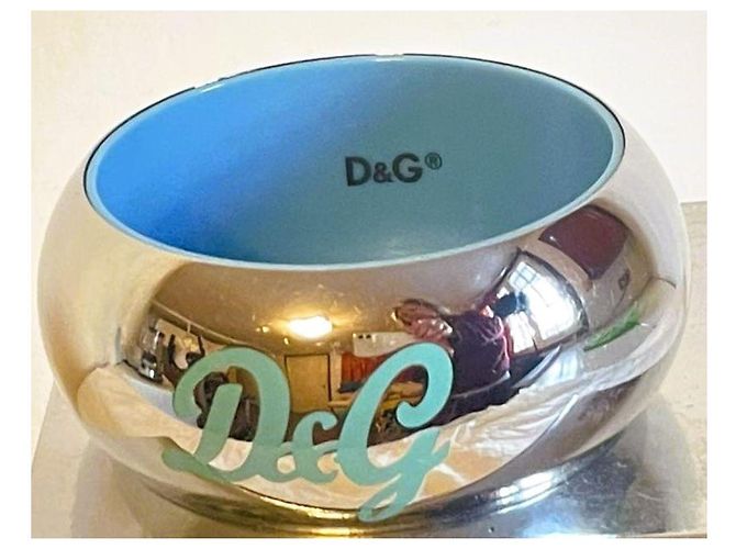 Bracciale alto rigido DOLCE & GABBANA argento e turchese con logo - vista 10