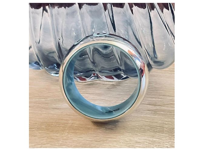 Bracciale alto rigido DOLCE & GABBANA argento e turchese con logo - vista 7