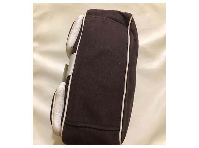 Borsa a spalla in tela e pelle marrone Prada - vista 4