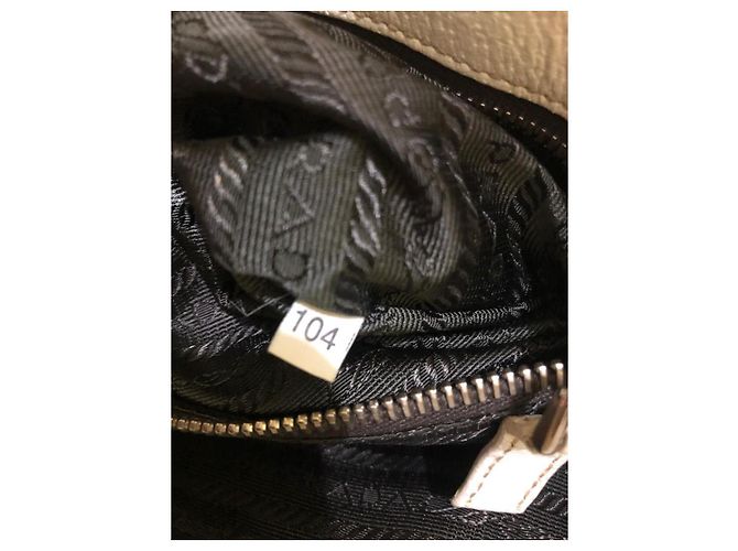 Borsa a spalla in tela e pelle marrone Prada - vista 7
