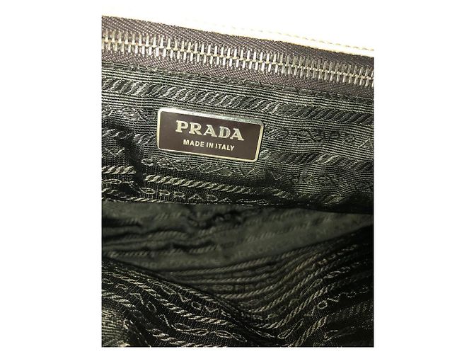 Borsa a spalla in tela e pelle marrone Prada - vista 8