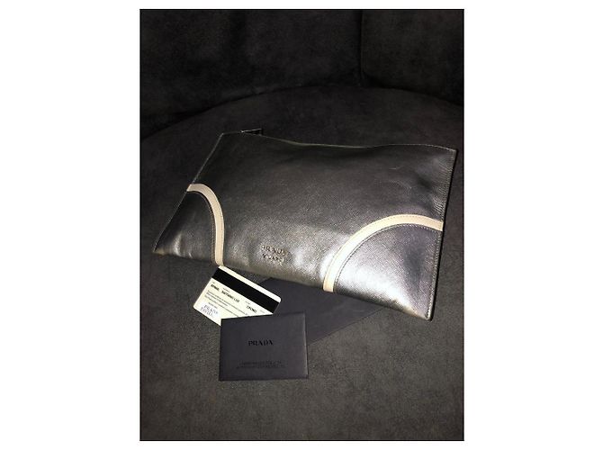 Borsa Clutch Prada Saffiano Lux Metallico - vista 2