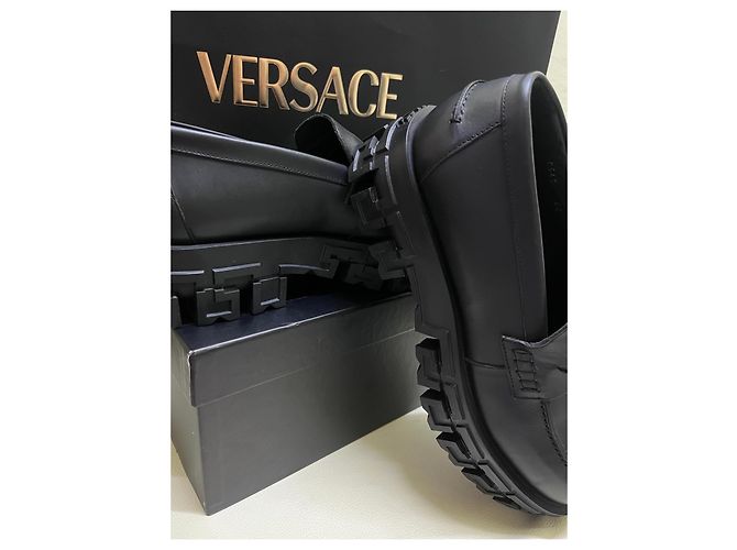 Mocassini Biggie Medusa Versace in pelle nera Nero - vista 2