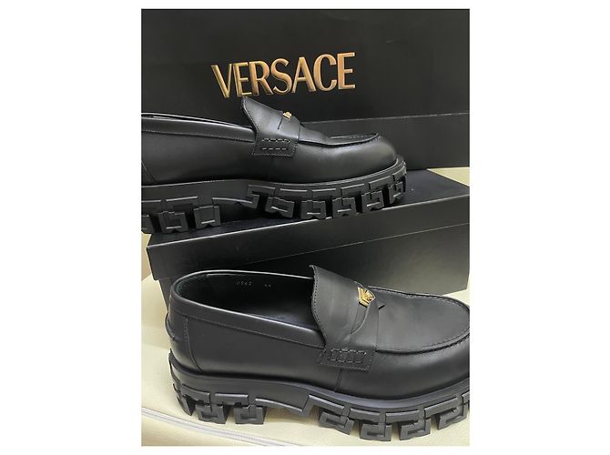 Mocassini Biggie Medusa Versace in pelle nera Nero - vista 3