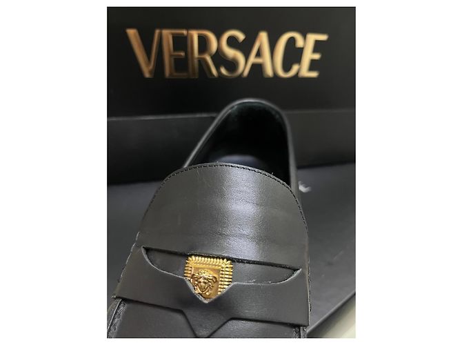 Mocassini Biggie Medusa Versace in pelle nera Nero - vista 6