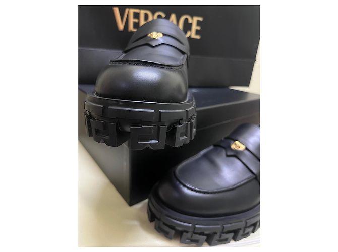 Mocassini Biggie Medusa Versace in pelle nera Nero - vista 8