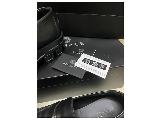 Mocassini Biggie Medusa Versace in pelle nera Nero - vista 9