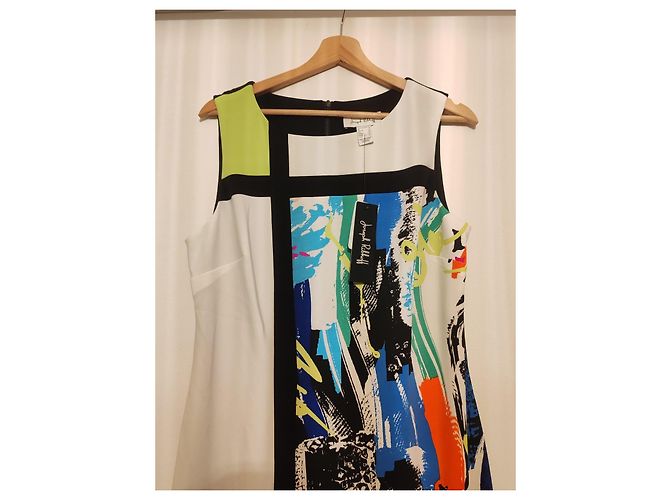 Vestido de Estampado Abstracto Joseph Ribkoff Negro Azul Multicolor Verde Naranja - vista 2