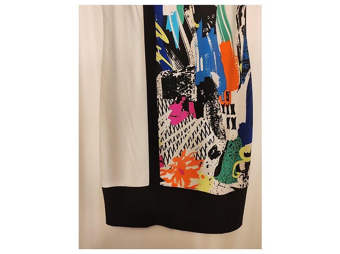 Vestido de Estampado Abstracto Joseph Ribkoff Negro Azul Multicolor Verde Naranja - vista 3