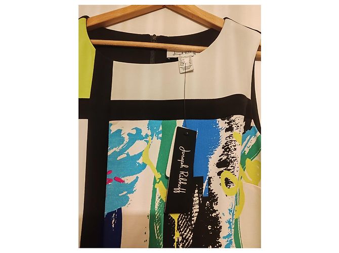 Vestido de Estampado Abstracto Joseph Ribkoff Negro Azul Multicolor Verde Naranja - vista 5