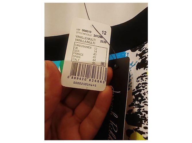Vestido de Estampado Abstracto Joseph Ribkoff Negro Azul Multicolor Verde Naranja - vista 7