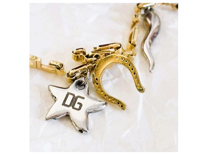 Splendida collana DOLCE & GABBANA dorata con charms portafortuna Multicolore D'oro - vista 12