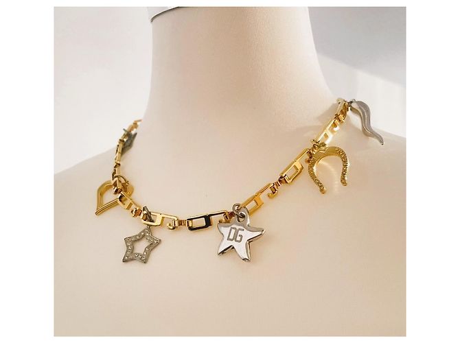 Splendida collana DOLCE & GABBANA dorata con charms portafortuna Multicolore D'oro - vista 6